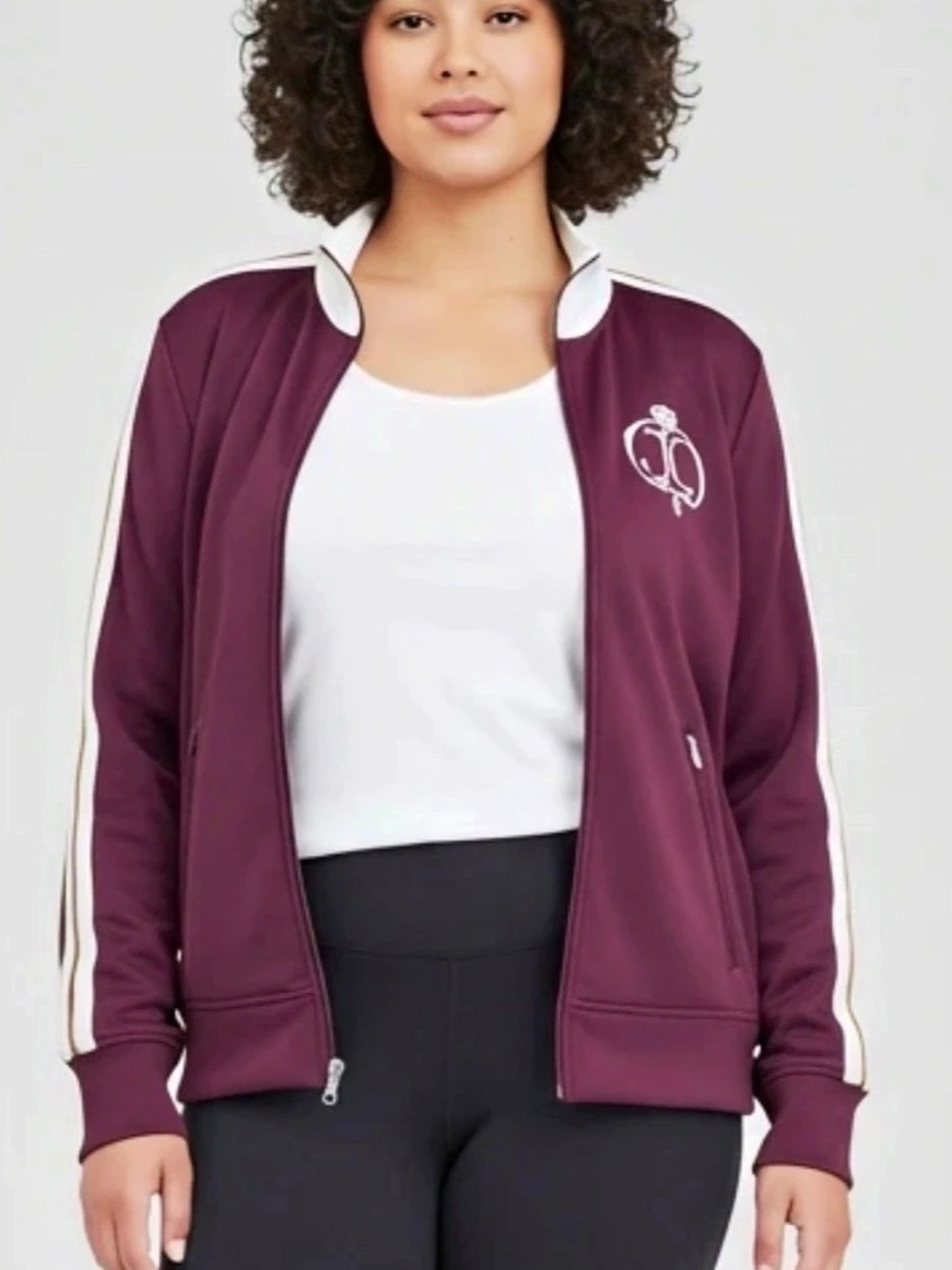 Juicy Couture x Juicy Couture Track Jacket Burgandy & White Large